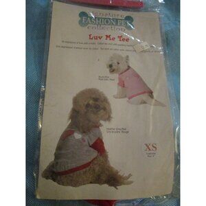 Fashion Pet Dog Puppy Luv Me Tee Shirt Heather Grey Red Extra Small XS